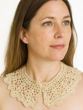 Hand Crafted Crochet Neck Accessory Beige Retro Collar Handmde Knitted Necklace